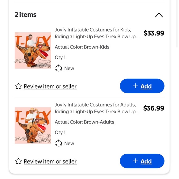 Two Inflatable Ride-On T-Rex Costumes (1 Adult, 1 Child) - Picture 9 of 9